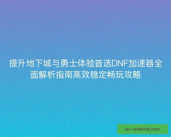 提升地下城与勇士体验首选DNF加速器全面解析指南高效稳定畅玩攻略